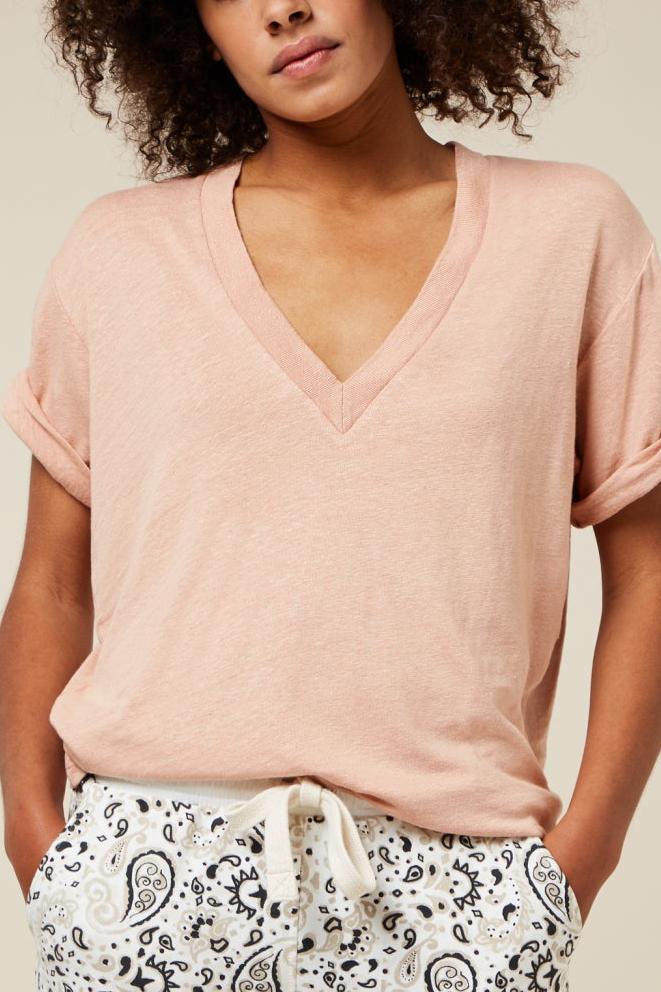V-NECK TEE LINEN