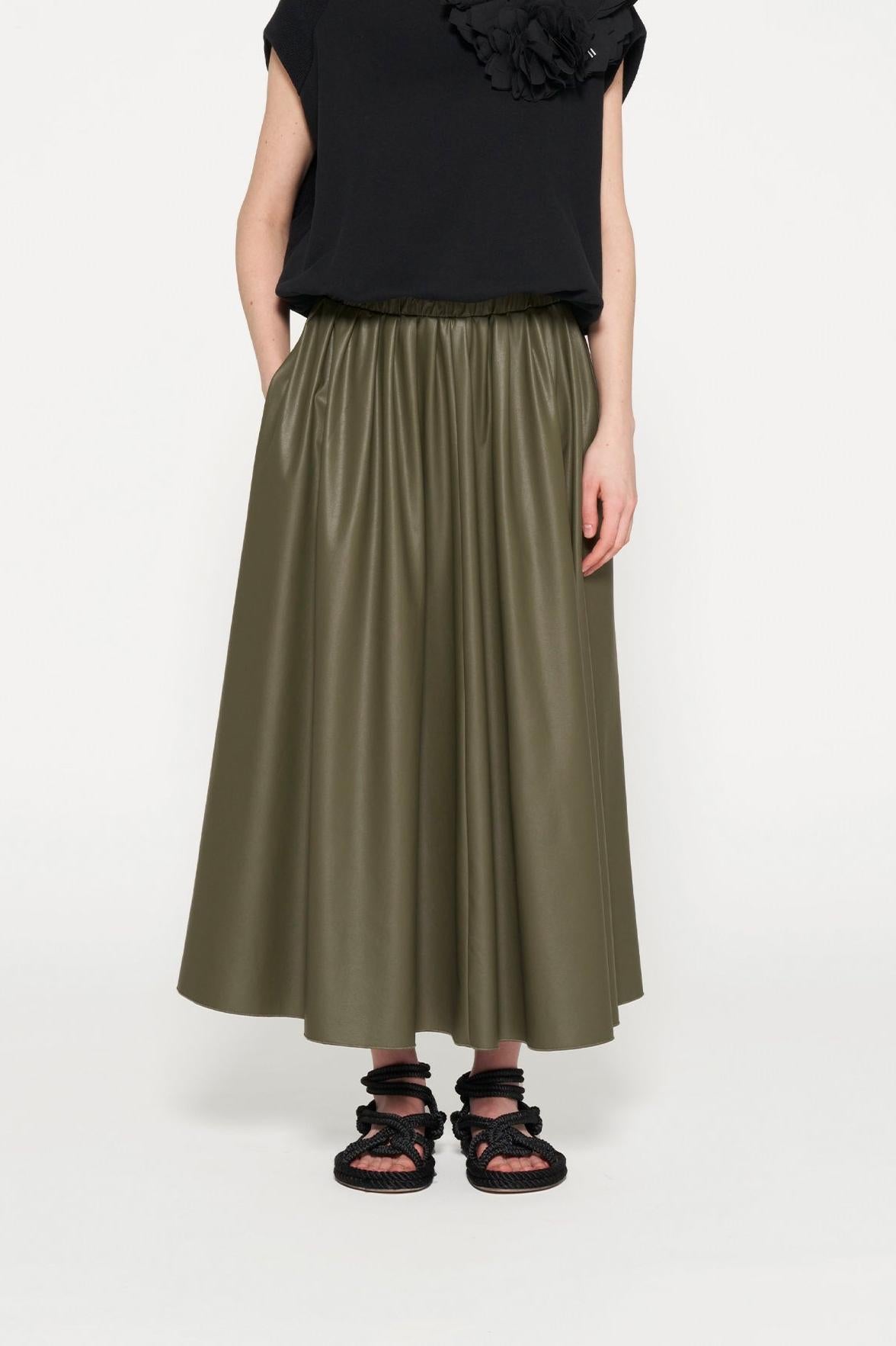 LEATHER LOOK PLEATED SKIRT