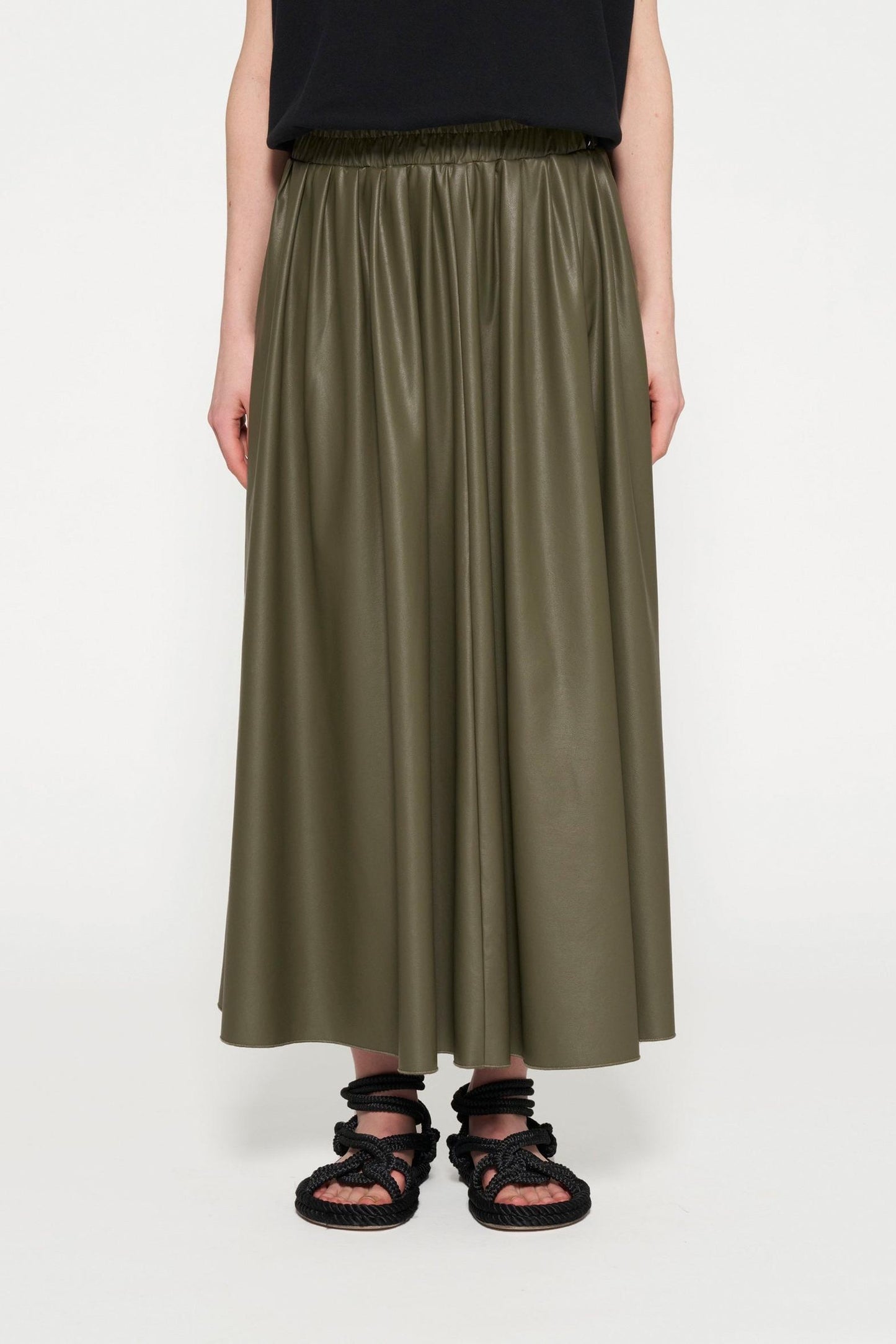 LEATHER LOOK PLEATED SKIRT