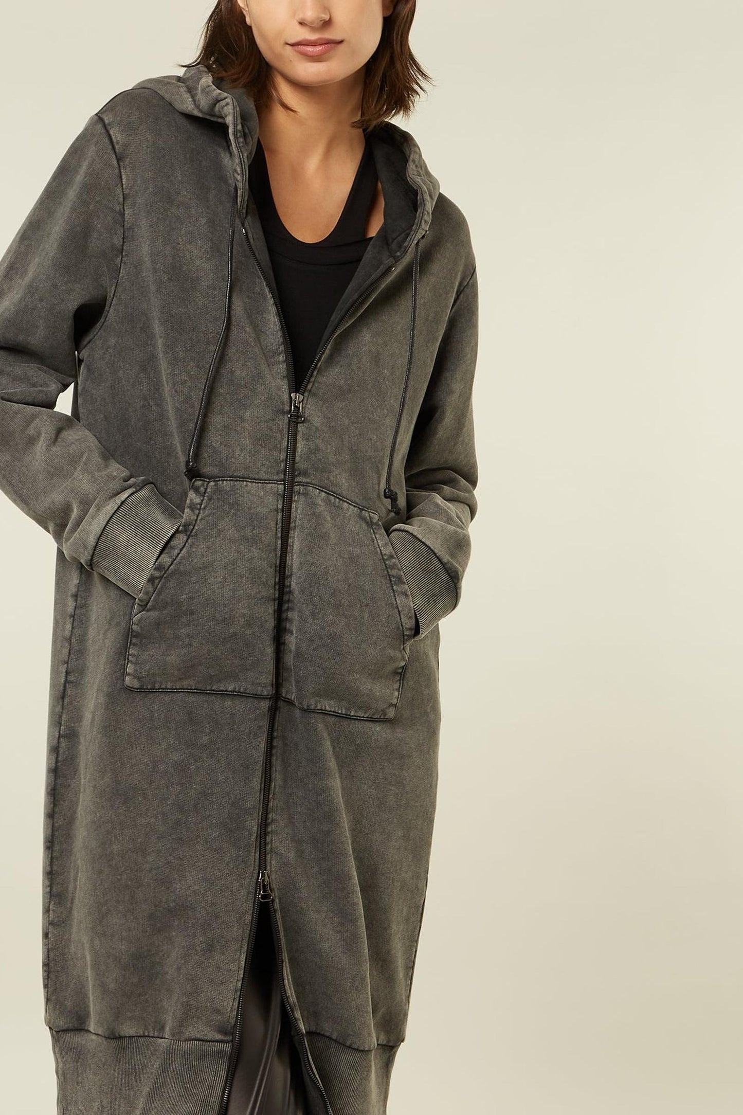 HOODED CARDIGAN STONEWASH