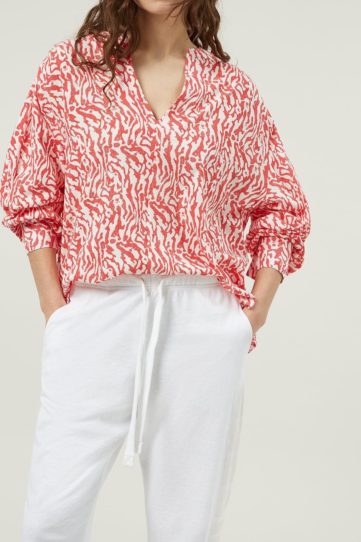 V-NECK BLOUSE ZEBRA JERSEY