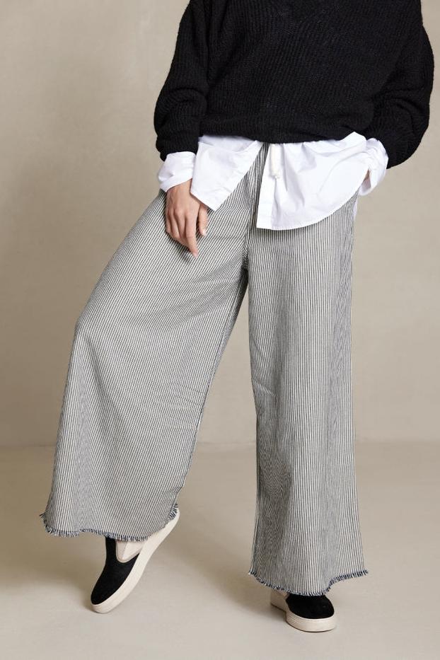 WIDE PANTS DENIM STRIPE