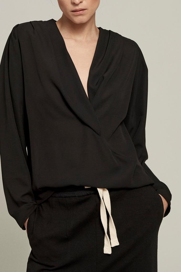 OVERLAP DRAPED BLOUSE