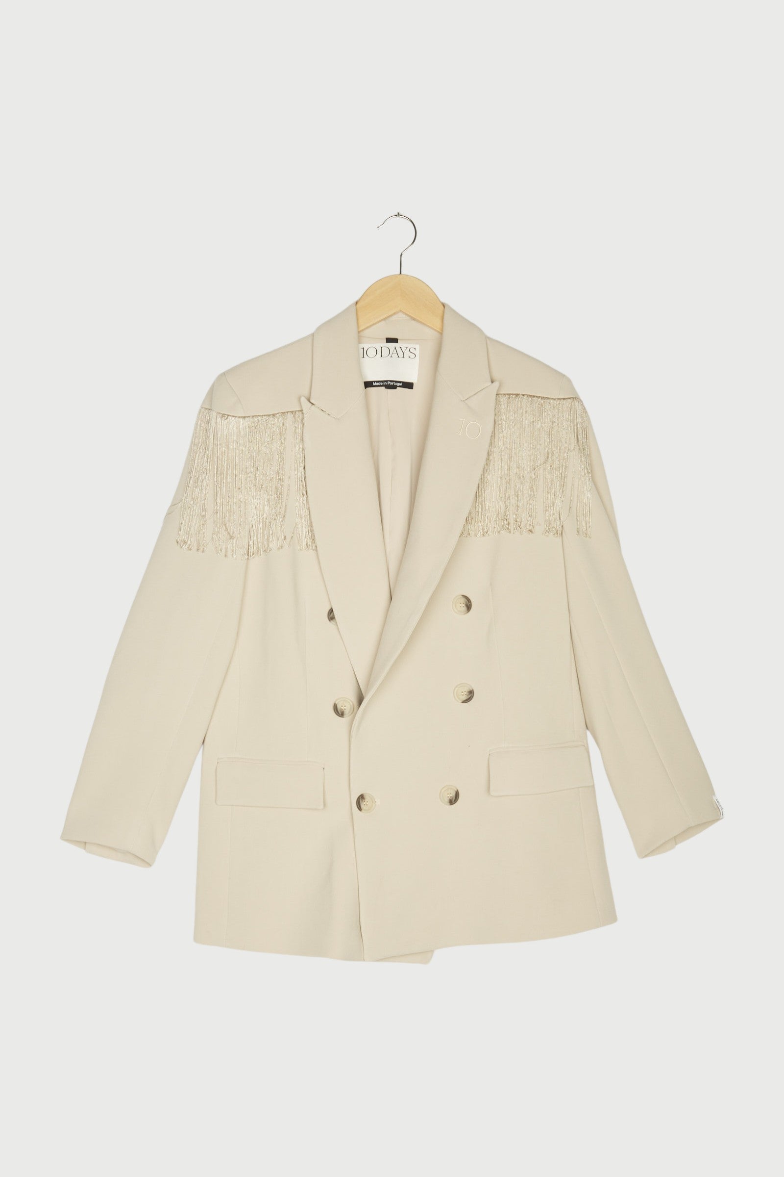 crepe blazer fringe