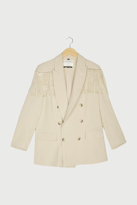 crepe blazer fringe