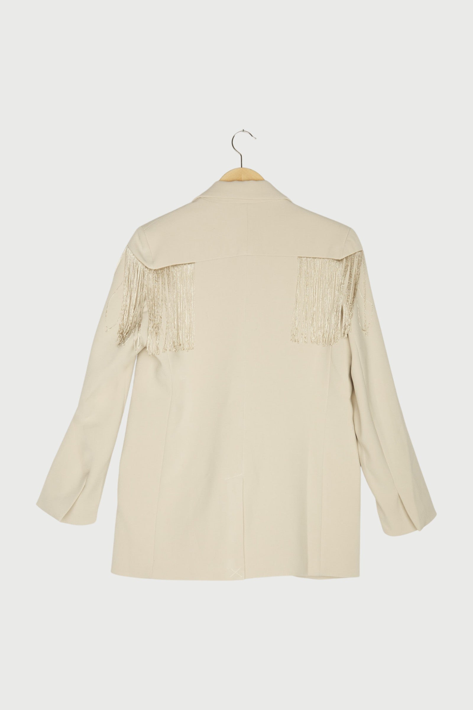 crepe blazer fringe