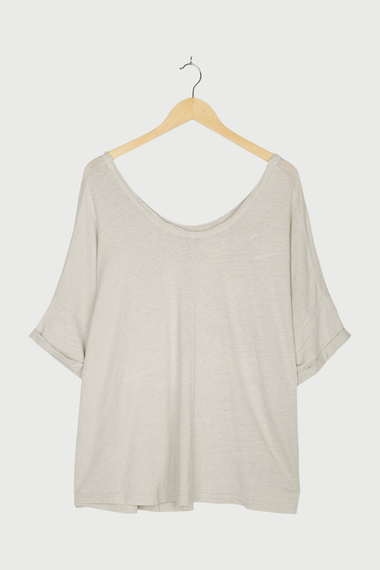 WIDE NECK TEE LINEN