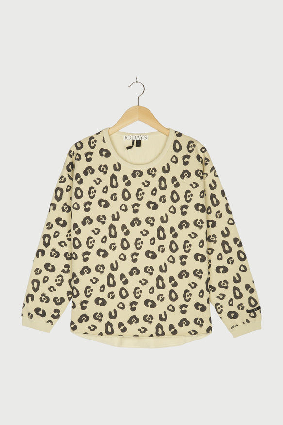 RAW EDGE SWEATER LEOPARD