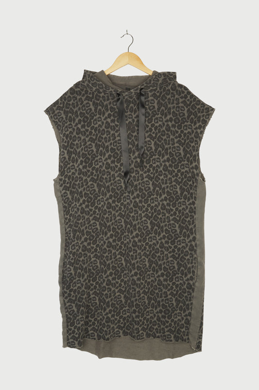 HOODIE DRESS FADE OUT LEOPARD