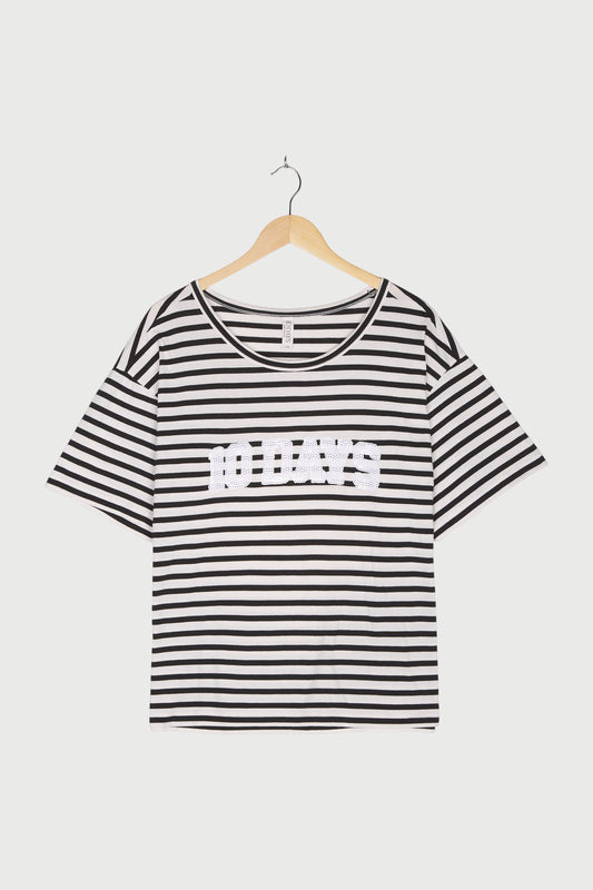 TEE STRIPE SEQUINS LOGO