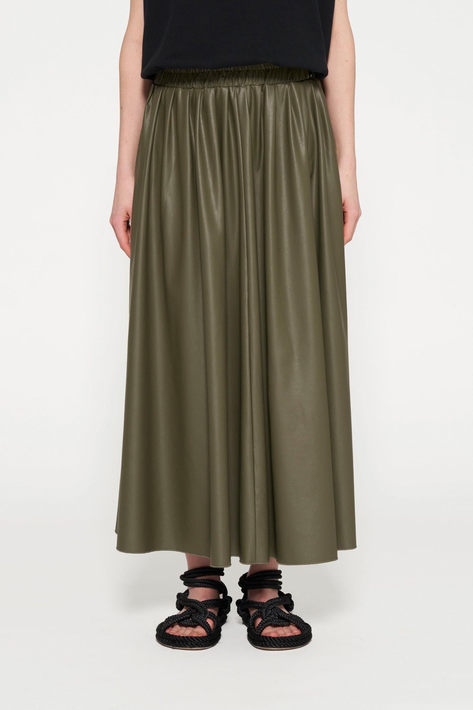 LEATHER LOOK PLEATED SKIRT