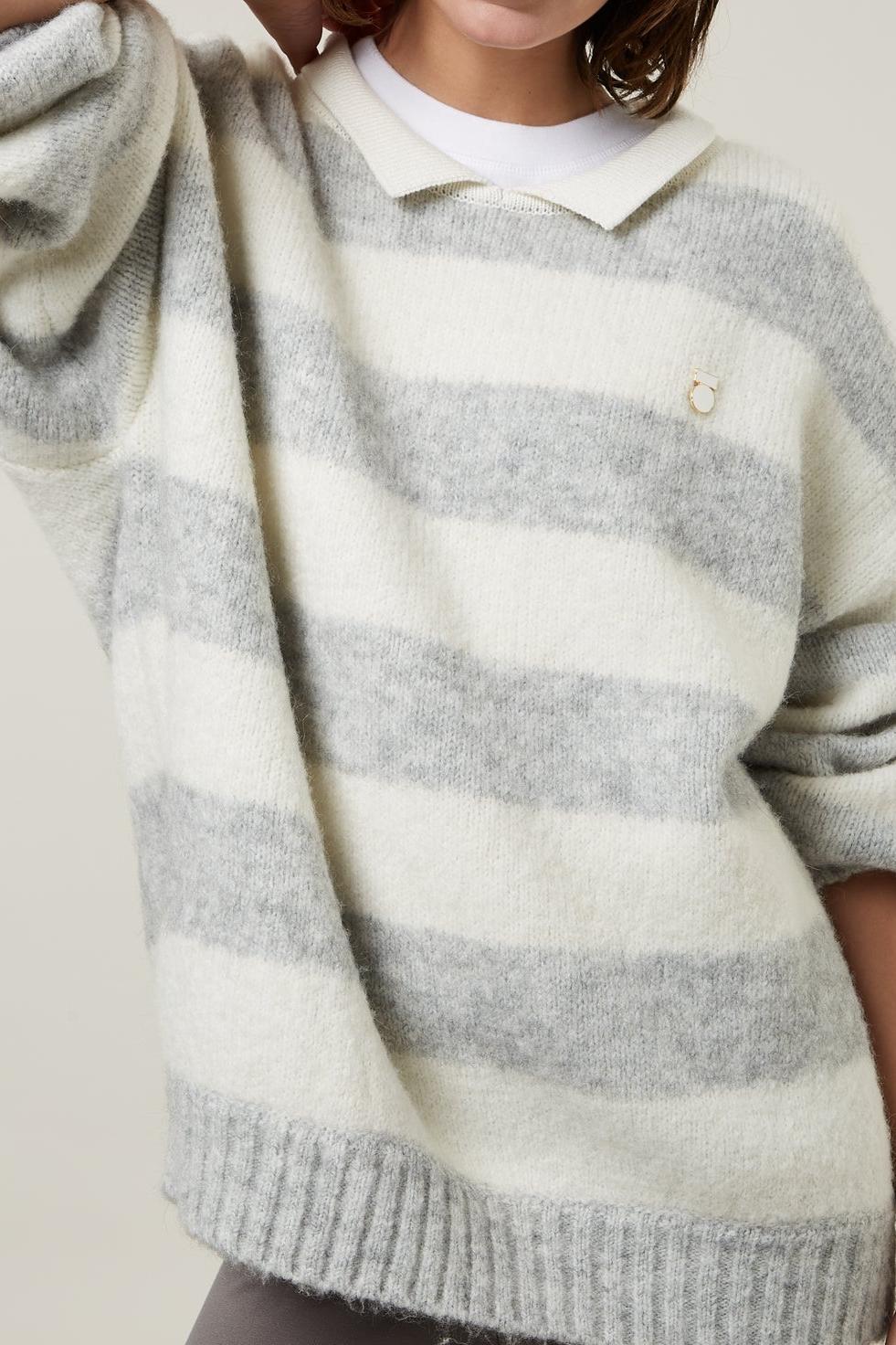 STRIPED POLO SWEATER KNIT