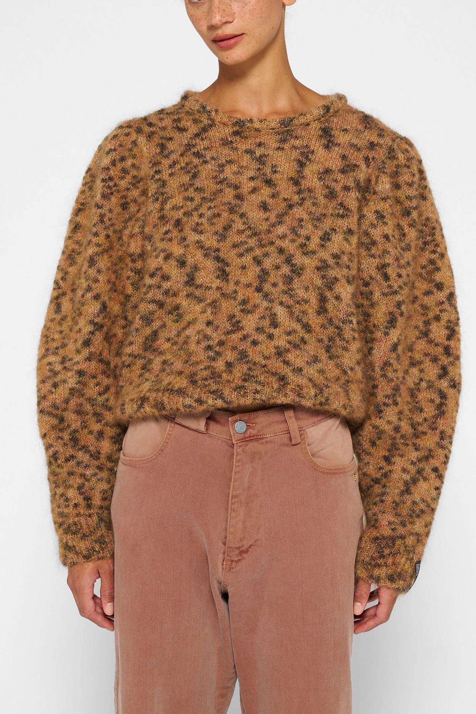PUFFED SWEATER KNIT LEOPARD