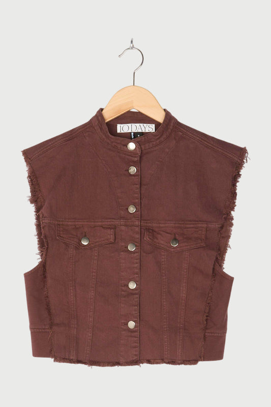 CROPPED TWILL GILET