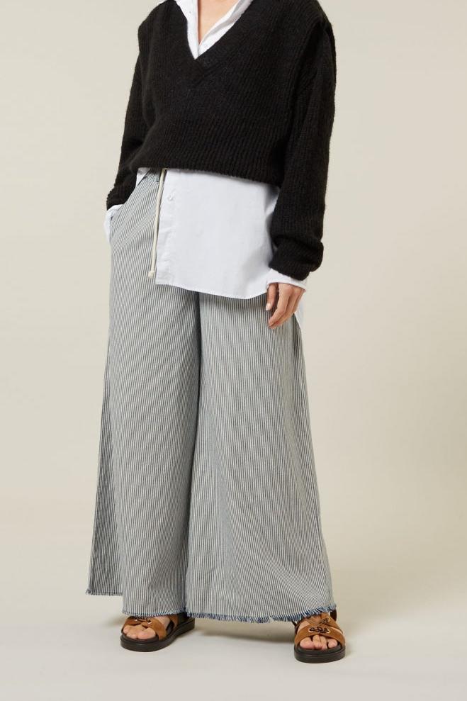 WIDE PANTS DENIM STRIPE