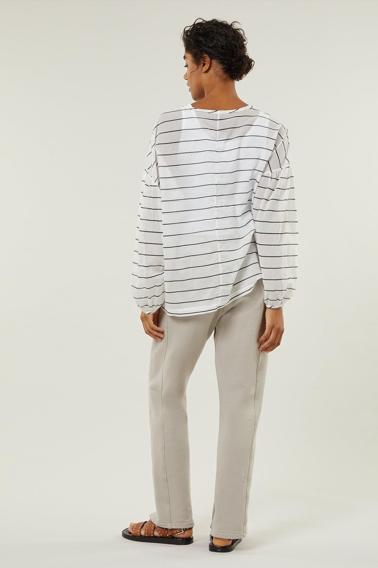 BALLOON SLEEVE BLOUSE STRIPE